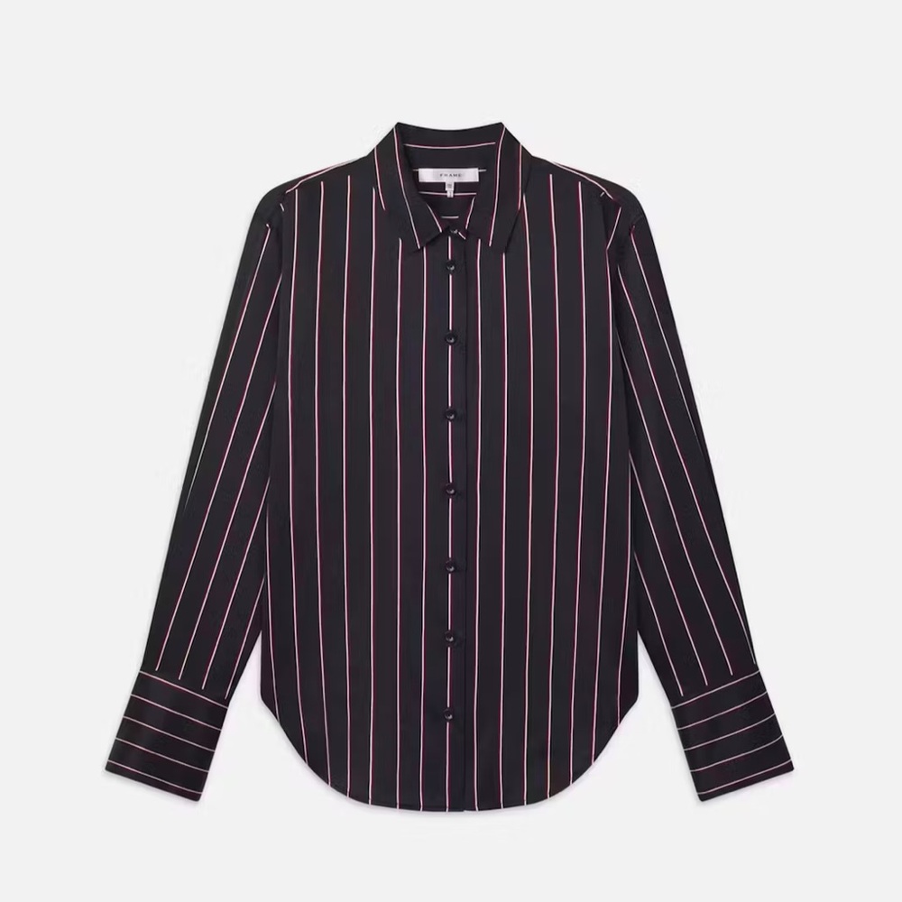 NWT FRAME The Standard Shirt
in Navy Stripe Multi